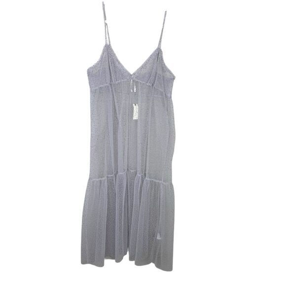 NEW By Anthropologie Sheer Dot Slip Tulle Dress Raindrop Purple Size Large - Picture 5 of 9